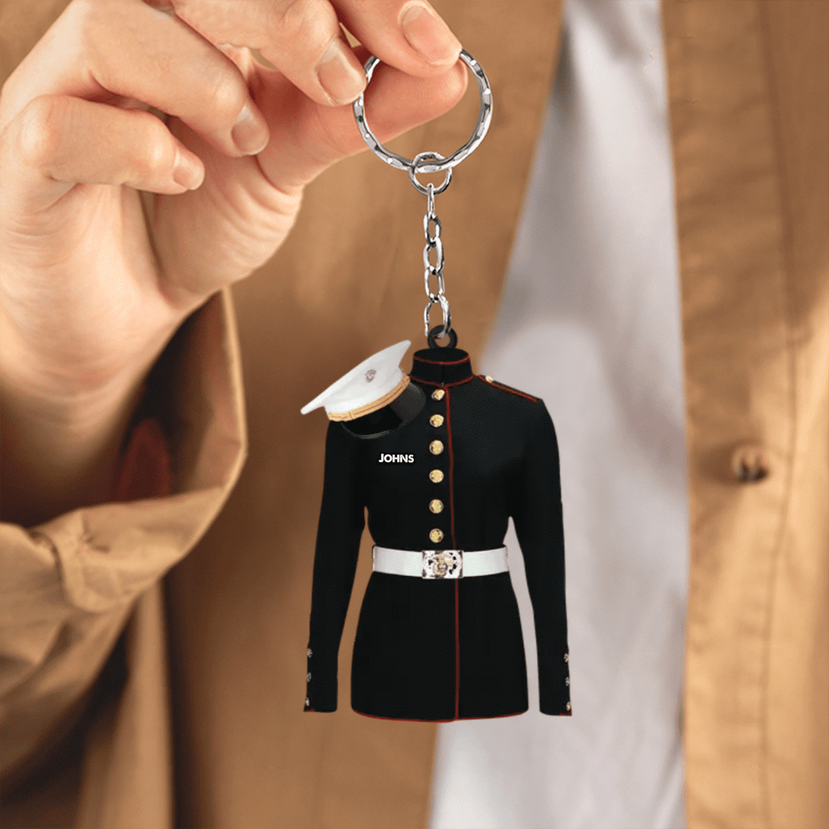 Personalized Military Uniform Keychain - Custom Name Acrylic Military Keychain for Officer, Soldiers KO0208