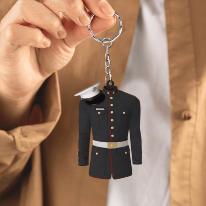 Personalized Military Uniform Keychain - Custom Name Acrylic Military Keychain for Officer, Soldiers KO0208