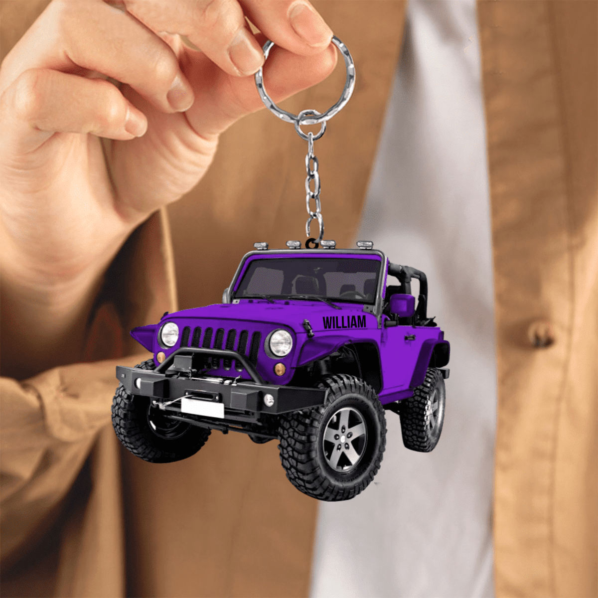 Personalized Jee Car Keychain for Husband Who Love Jee Acrylic Keychain Custom Name KO0369