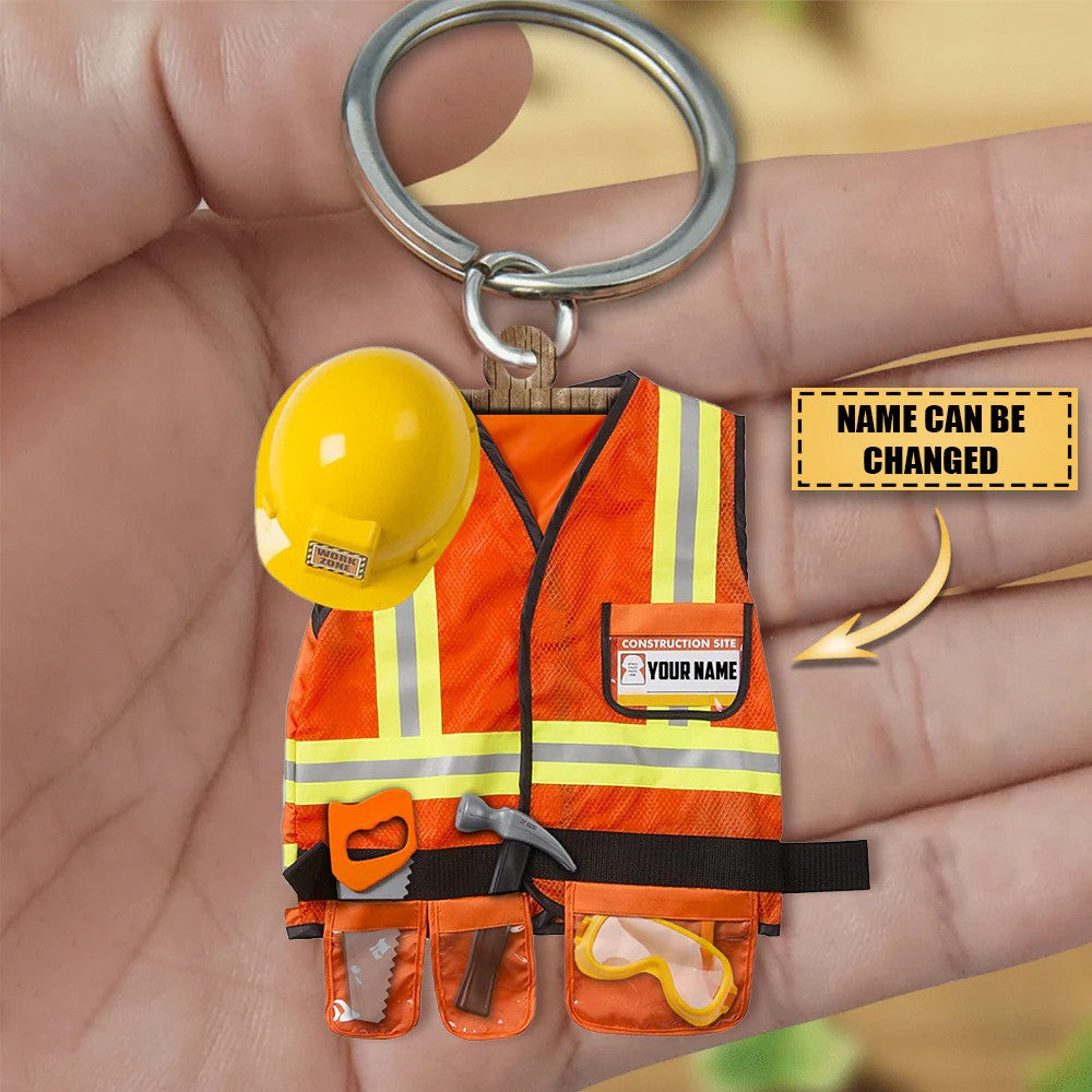 Personalized Construction Worker Acrylic Keychain for Worker KO0368