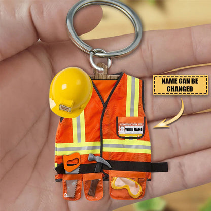 Personalized Construction Worker Acrylic Keychain for Worker KO0368