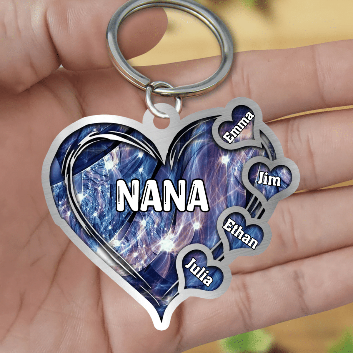 Grandma- Mom Heart Kids, Multi Colors Personalized Keychain KO0159