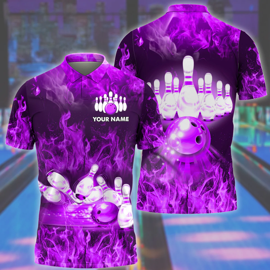 Custom Flame Bowling Polo Shirts Unisex BO0025