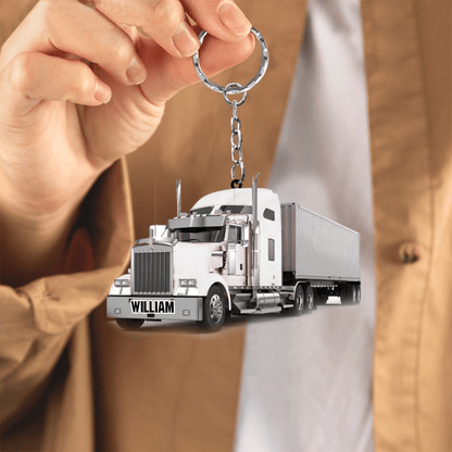 Personalized Trucker Acrylic Keychain Great Father's Day Gift, Truck Keychain for Men KO0352