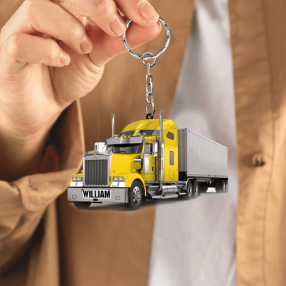 Personalized Trucker Acrylic Keychain Great Father's Day Gift, Truck Keychain for Men KO0352