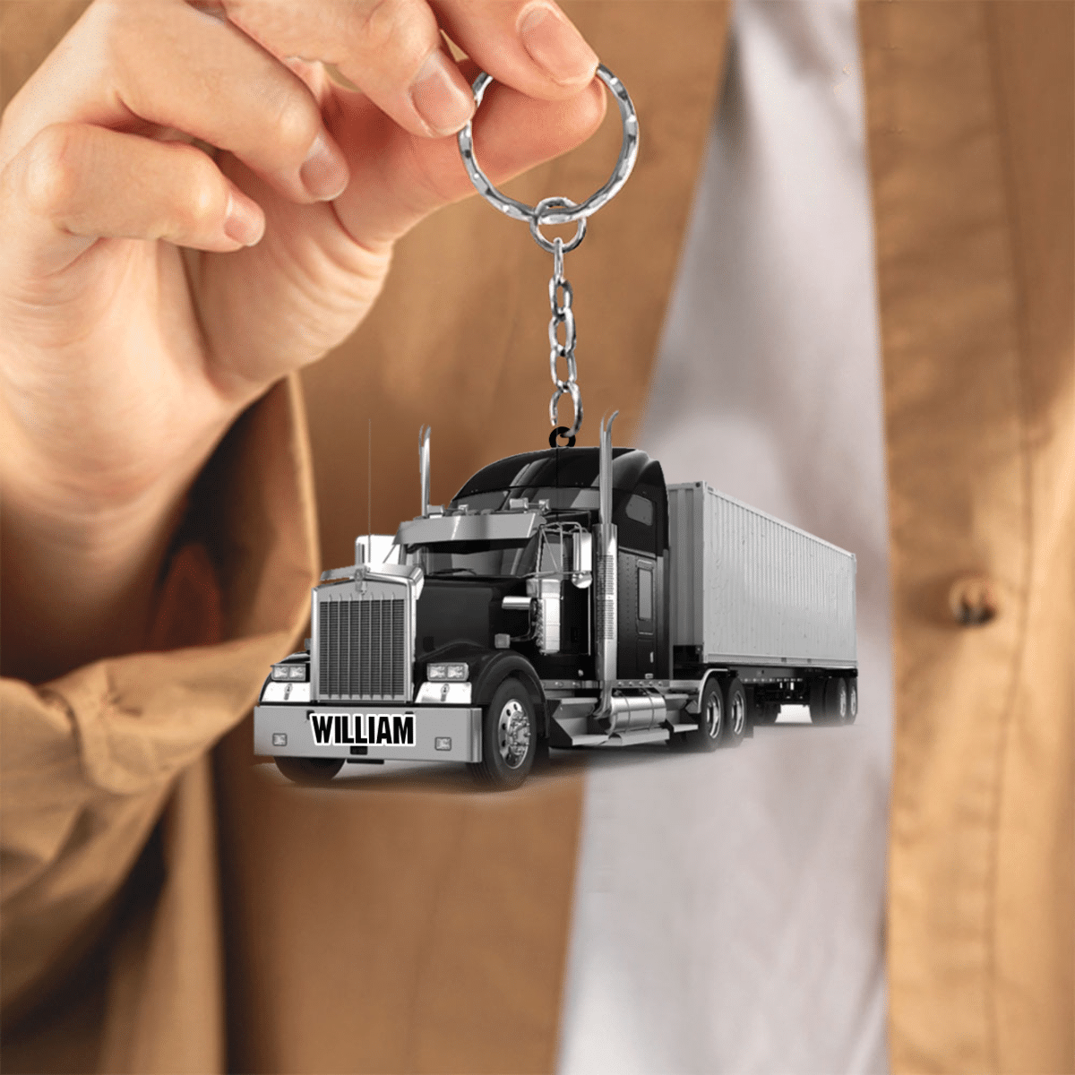 Personalized Trucker Acrylic Keychain Great Father's Day Gift, Truck Keychain for Men KO0352