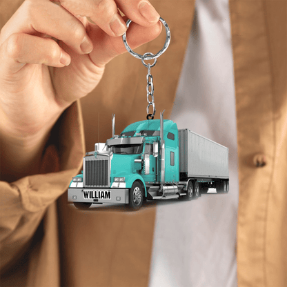 Personalized Trucker Acrylic Keychain Great Father's Day Gift, Truck Keychain for Men KO0352