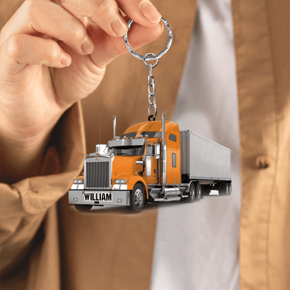 Personalized Trucker Acrylic Keychain Great Father's Day Gift, Truck Keychain for Men KO0352