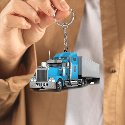 Personalized Trucker Acrylic Keychain Great Father's Day Gift, Truck Keychain for Men KO0352