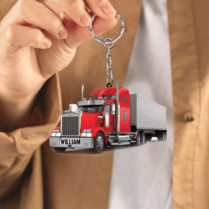 Personalized Trucker Acrylic Keychain Great Father's Day Gift, Truck Keychain for Men KO0352