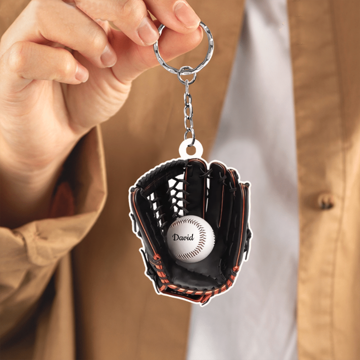 Baseball Gloves Personalized Flat Acrylic Keychain for Baseball Lovers, Gift for Son KO0203