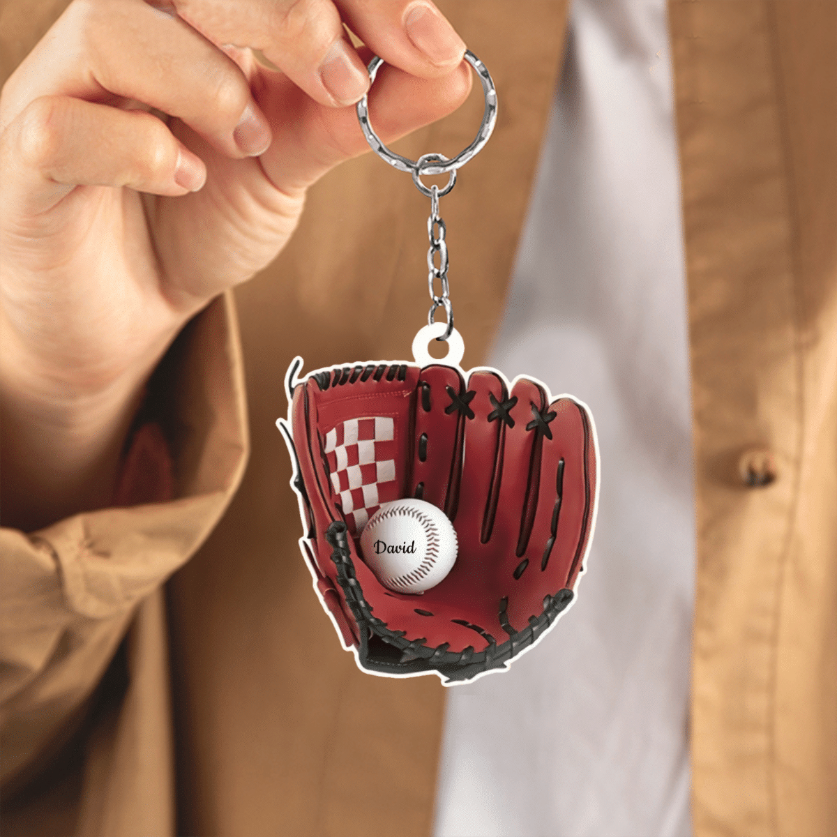 Baseball Gloves Personalized Flat Acrylic Keychain for Baseball Lovers, Gift for Son KO0203