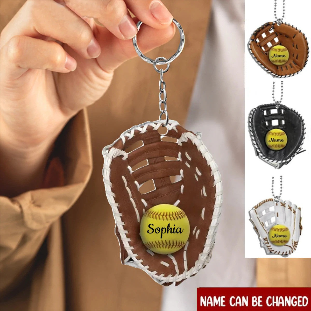 Personalized Softball Flat Acrylic Keychain for Softball Lovers, Gift for Daughter, Girl KO0344