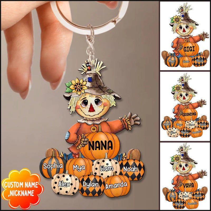 Fall Seasons, Pumpkin Grandma - Mom Personalized Keychain Made by Acrylic for Grandma KO0337