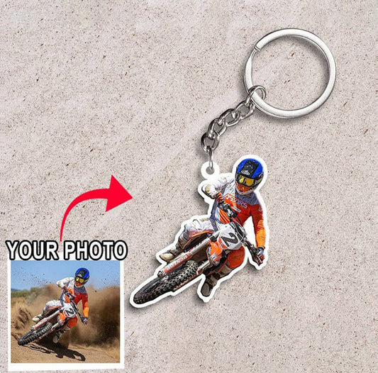 Motocross Personalized Photo Dirt Bike Keychains, Flat Acrylic Keychain KO0336