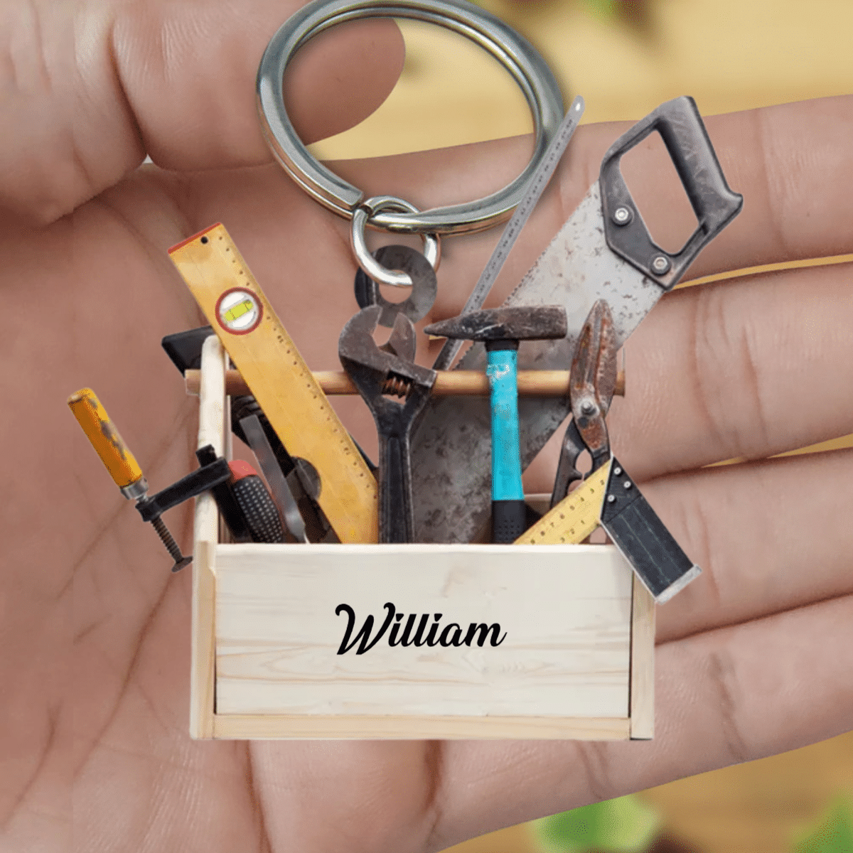 New Release Personalized Carpenter Tool Box With Name Acrylic Keychain for Carpenter, Gift for Dad KO0334