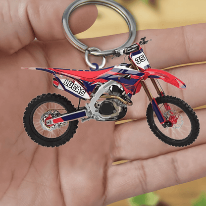 Personalized Keychain Custom Name And Number Motocross Vehicle Shaped Keychain KO0176