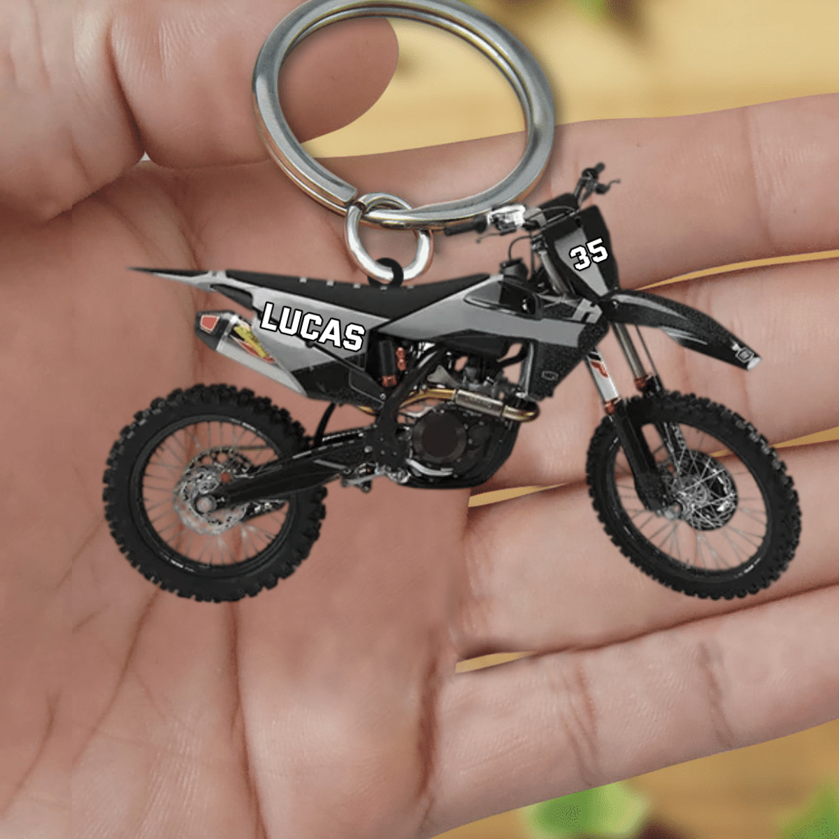 Personalized Keychain Custom Name And Number Motocross Vehicle Shaped Keychain KO0176