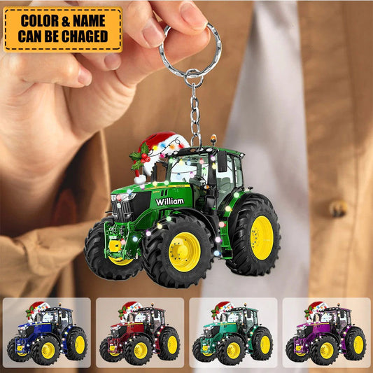 Personalized Tractor Keychain for Farmer, Gift for Dad Tractor Acrylic Keychain KO0331