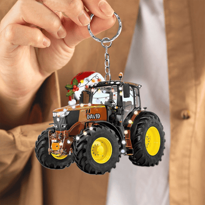 Personalized Tractor Keychain for Farmer, Gift for Dad Tractor Acrylic Keychain KO0331