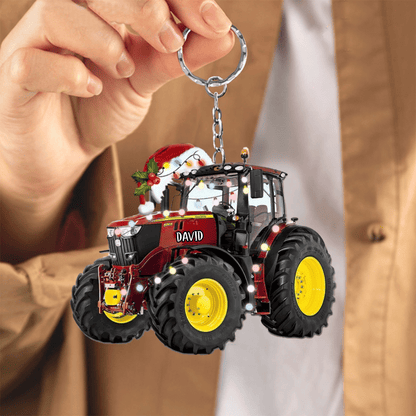 Personalized Tractor Keychain for Farmer, Gift for Dad Tractor Acrylic Keychain KO0331