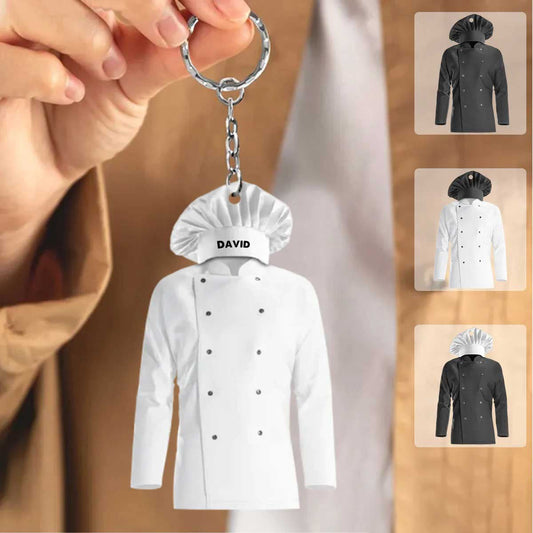 Personalized Chef Coat Uniform, Personalized Christmas Chef Keychains, Gift For Chef KO0329