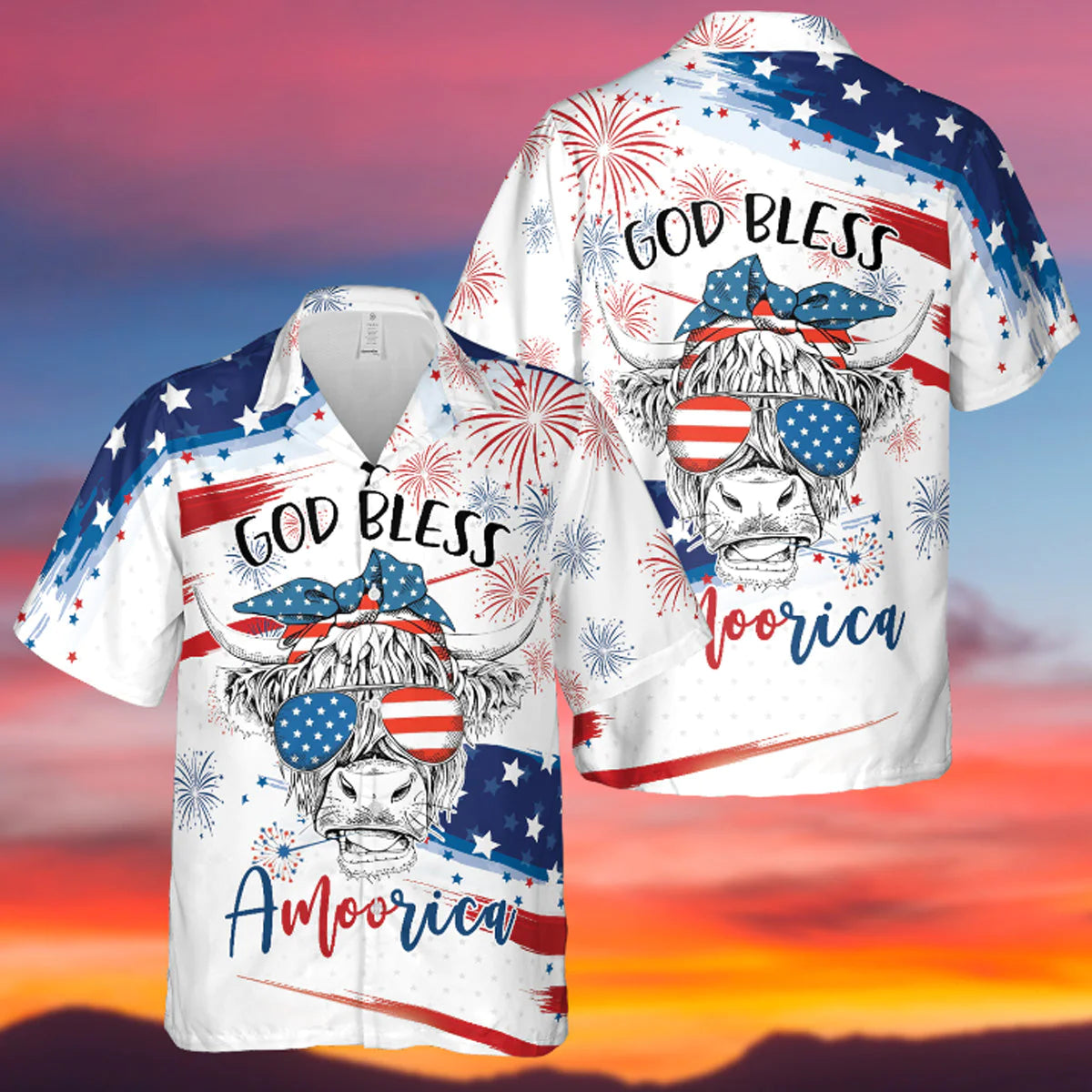 Happy Independence God Bless Amoorica All Over Printed 3D Hawaiian Shirt HO3974