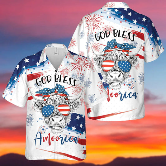 Happy Independence God Bless Amoorica All Over Printed 3D Hawaiian Shirt HO3974