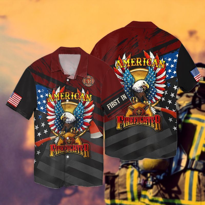 Independence Day American Firefighter Eagle Hawaiian shirt, Pride Firefighter Hawaii Shirt HO3968