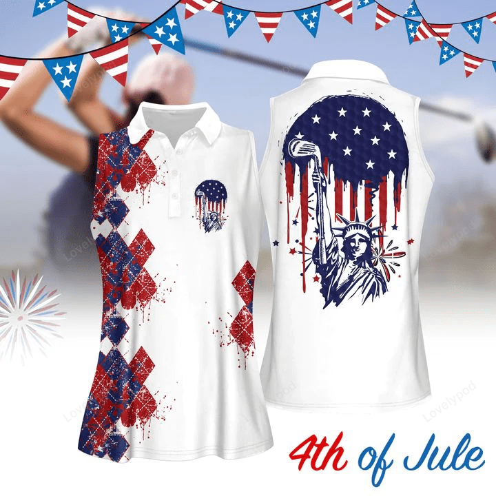 Statue of liberty 4th of july women golf apparel, women short sleeve polo shirt, sleeveless polo shirt GY0289