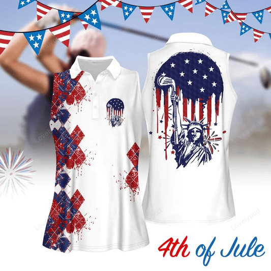 Statue of liberty 4th of july women golf apparel, women short sleeve polo shirt, sleeveless polo shirt GY0289