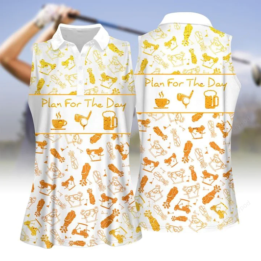 Plan for the day beer gradient pattern women golf apparel, women short sleeve polo shirt, sleeveless polo shirt GY0253