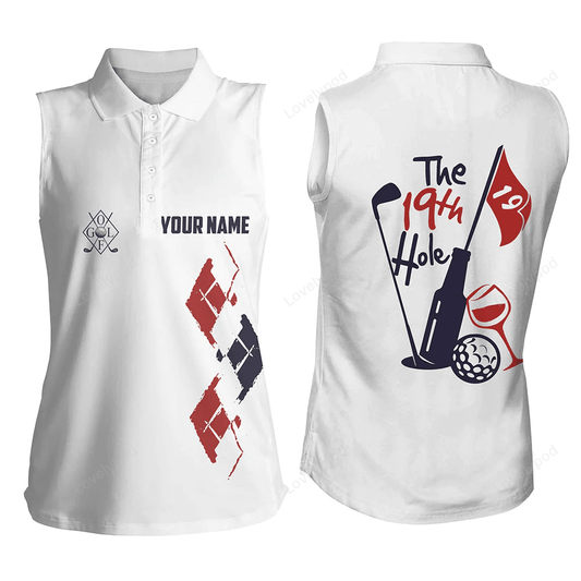 Women sleeveless polo shirt custom vintage golf and wine the 19th hole golf clubs team polo shirts GY0226