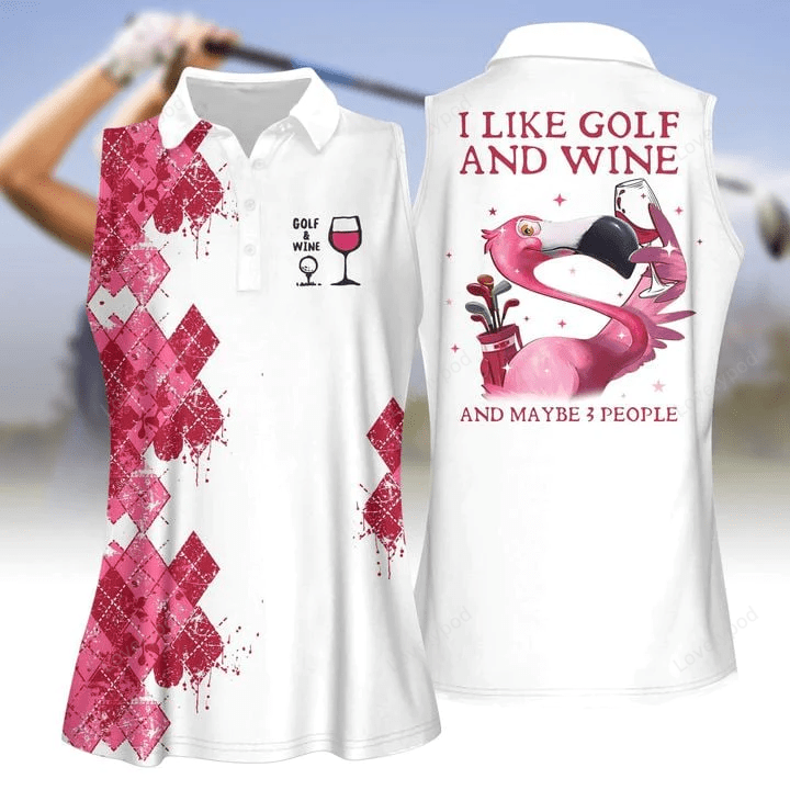 Argyle i like golf and wine and maybe 3 people women polo shirt GY0365