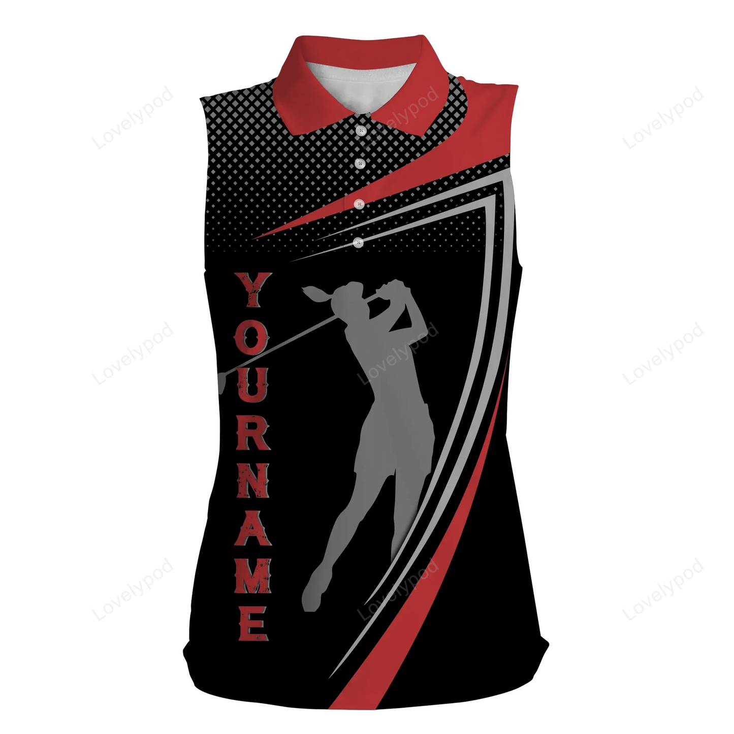 Personalized red and black sports golf custom sleeveless polo shirt, best golf shirt for women GY0287