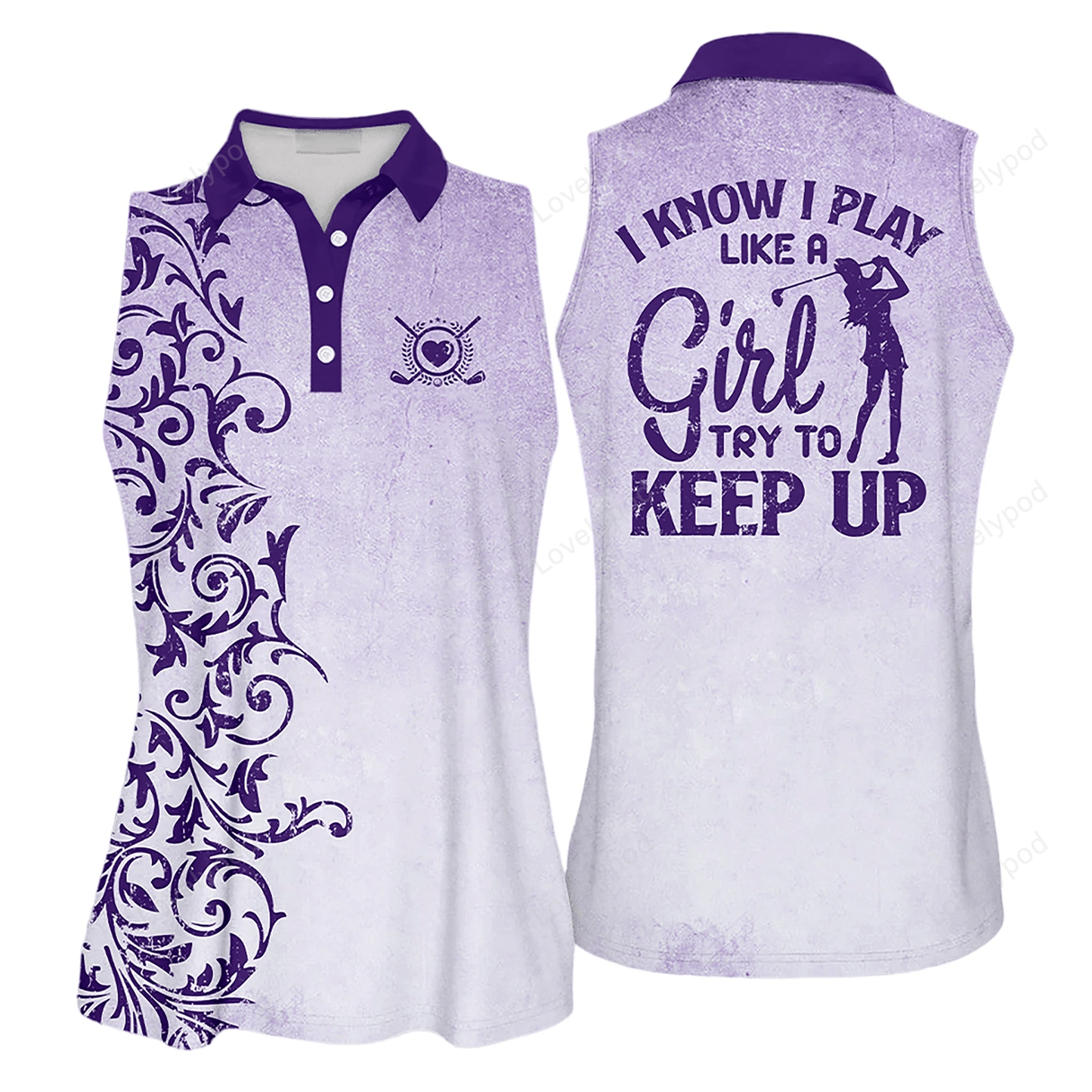 Vintage girl i know i play like a girl try to keep up golfer gift sleeveless polo shirt, short sleeve polo shirt GY0282