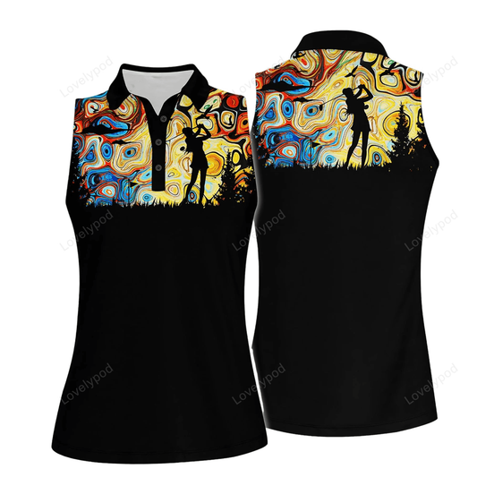 Sky wavy abstract seamless pattern golf women short sleeve polo shirt sleeveless polo shirt GY0355