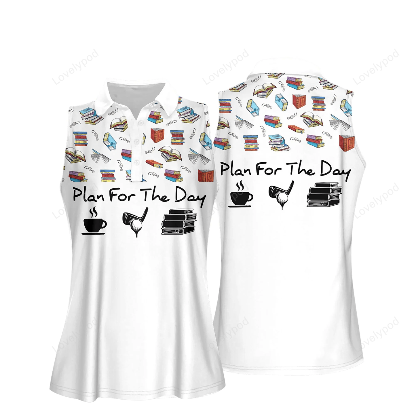 Plan for the day coffee golf and book women short sleeve polo shirt sleeveless polo shirt GY0255