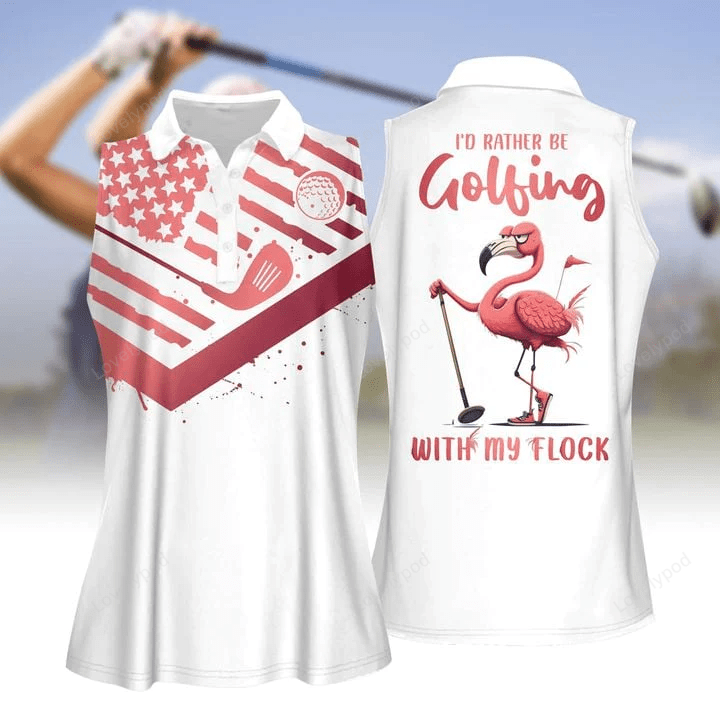 I'd rather be golfing with my flock women short sleeve polo shirt, sleeveless polo shirt GY0272