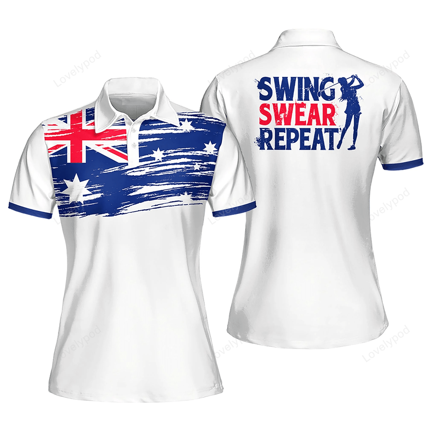 Flag australia swing swear repeat golfer gift color sleeveless polo shirt short sleeve polo shirt GY0273