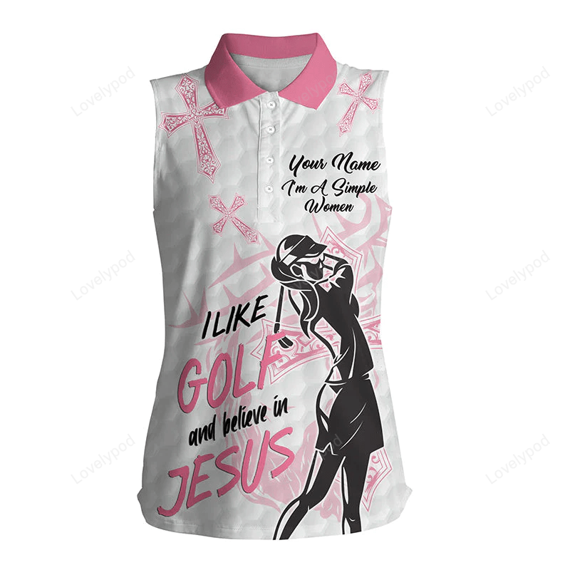 Women sleeveless polo shirt im a simple women i like golf and believe in jesus custom ladies golf tops GY0171