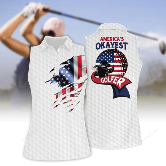 America's okayest golfer women short sleeve polo shirt, sleeveless polo shirt GY0260