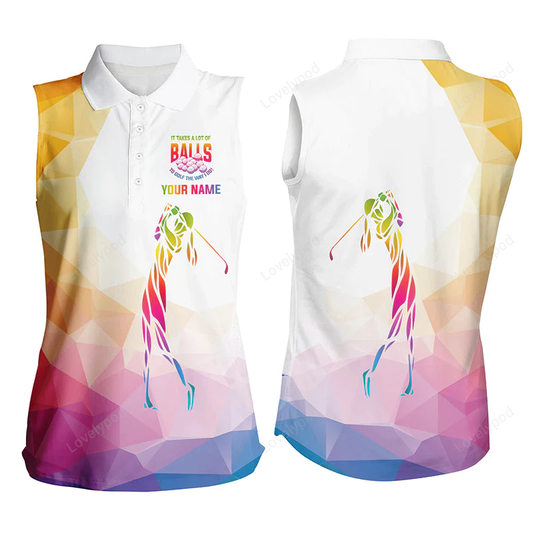 Colorful womens sleeveless polo shirt custom it takes a lot of balls to golf the way i do ladies tops GY0178