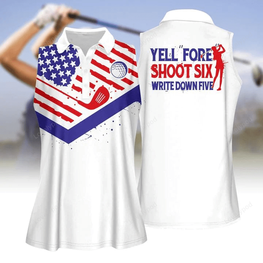 Yell fore, shoot six and write down five women golf apparels, sleeveless polo shirt GY0264