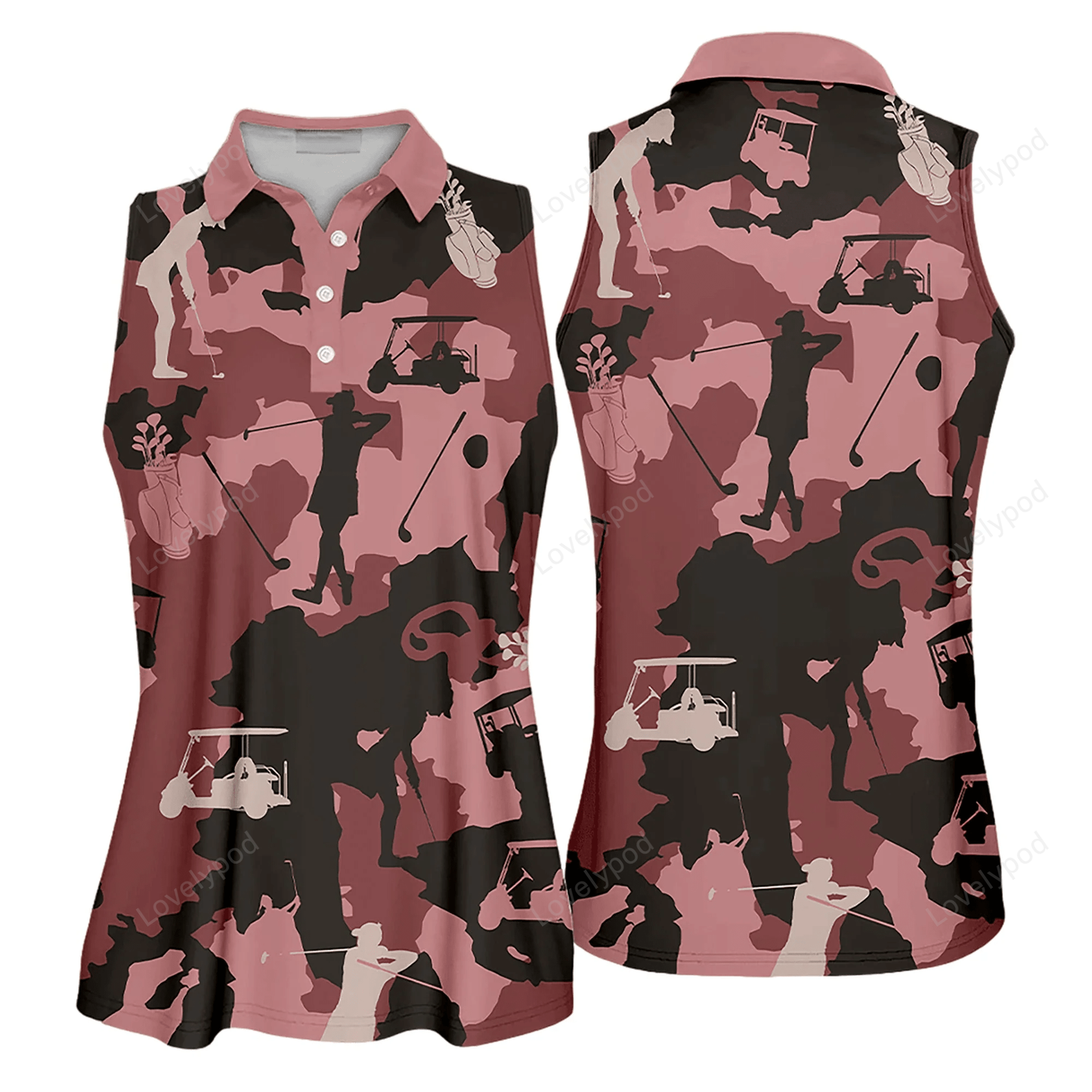 Golf girl camouflage golfer gift color sleeveless polo shirt, short sleeve polo shirt for women GY0269