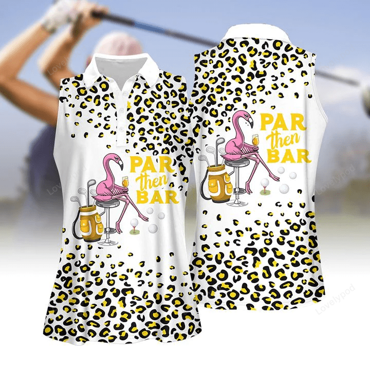 Leopard par then bar flamingo beer women golf apparel, golf polo shirt for women GY0008
