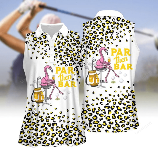 Leopard par then bar flamingo beer women golf apparel, golf polo shirt for women GY0008