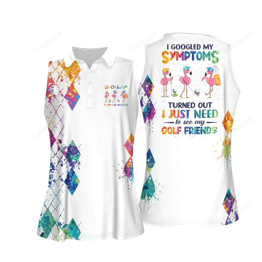 Watercolor i googled my symptoms turned out i just need to see my golf friends women sleeveless polo shirt GY0385