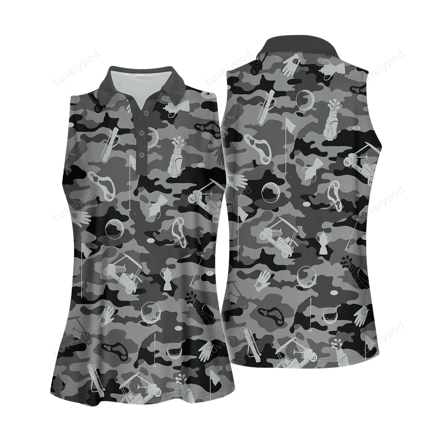 Grey camouflage golf set women short sleeve polo shirt sleeveless polo shirt GY0305