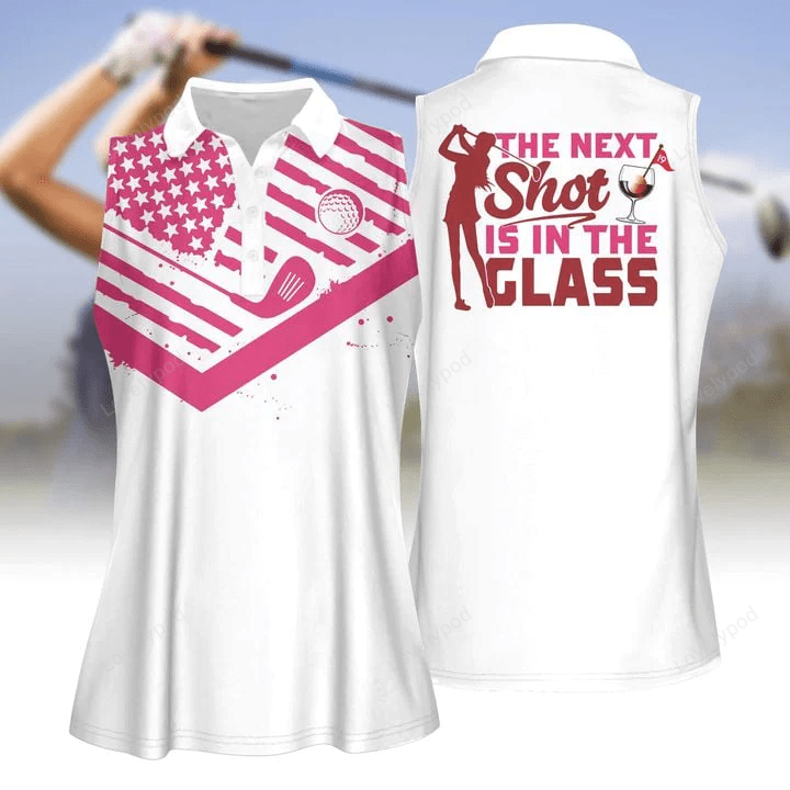 The next shot is in glass wine women golf apparels, women short sleeve polo shirt, sleeveless polo shirt GY0354